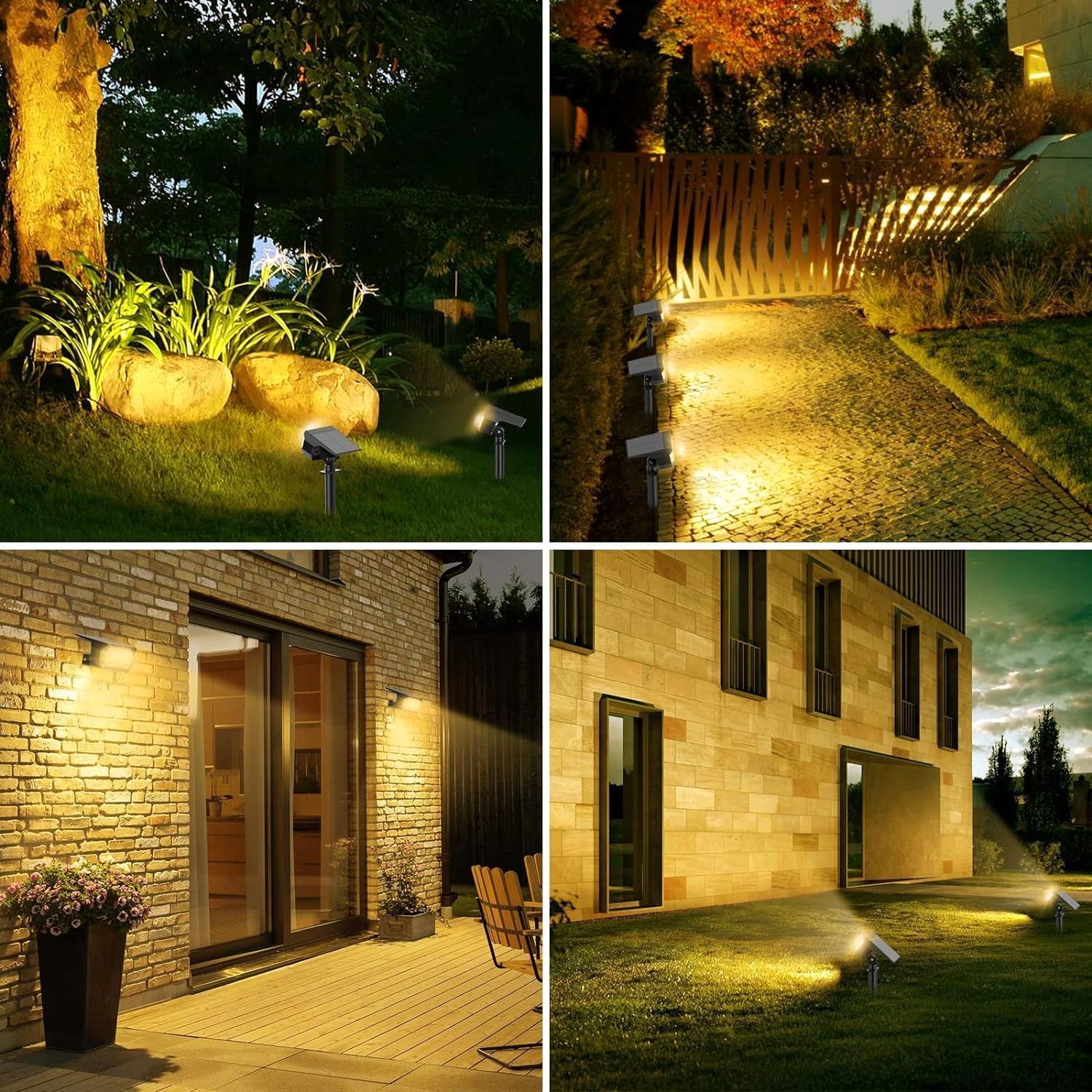 ALEjon Solar Landscape Spotlights Outdoor, 57 Led Solar Lights, 3 Modes Solar Spot Lights, IP65 Waterproof Solar Powered Garden Yard Light, 10 Pack for Outside Patio Pathway Pool (Warm White)
