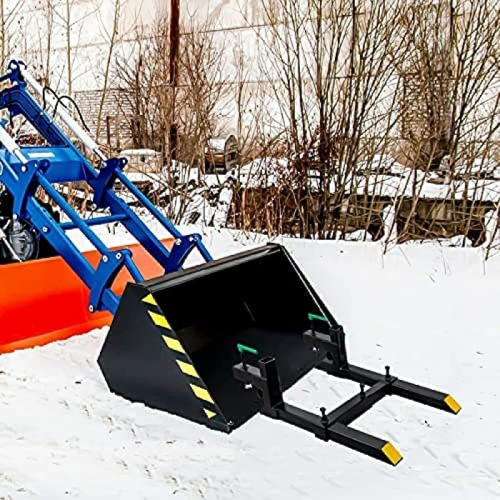60' 4000 LBS Clamp On Pallet Forks Heavy Duty Forks for Tractor Loader Bucket,60''with Stabilizer Bar 1500LBS