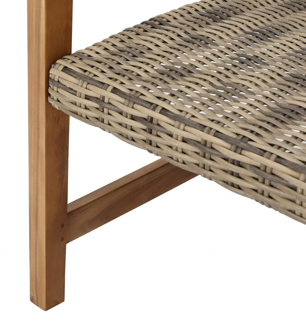 Christopher Knight Home Hampton Outdoor 3 Piece Wood and Wicker Club Chairs and Side Table Set, Gray