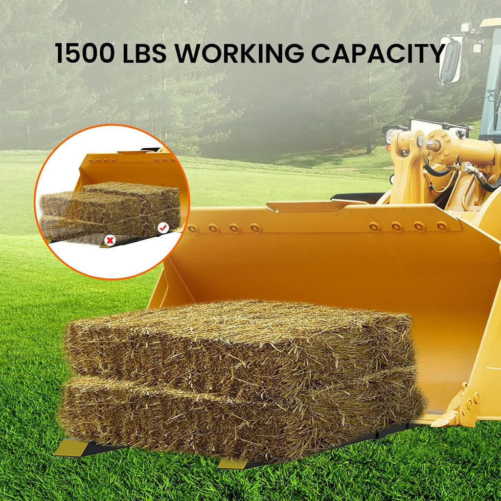 43' 1500 Lbs Pallet Forks, Clamp On Tractor Bucket Forks with Adjustable Stabilizer Bar, Heavy Duty Front Loader Forks, Fork Attachment for Skid Steer,Loader Bucket