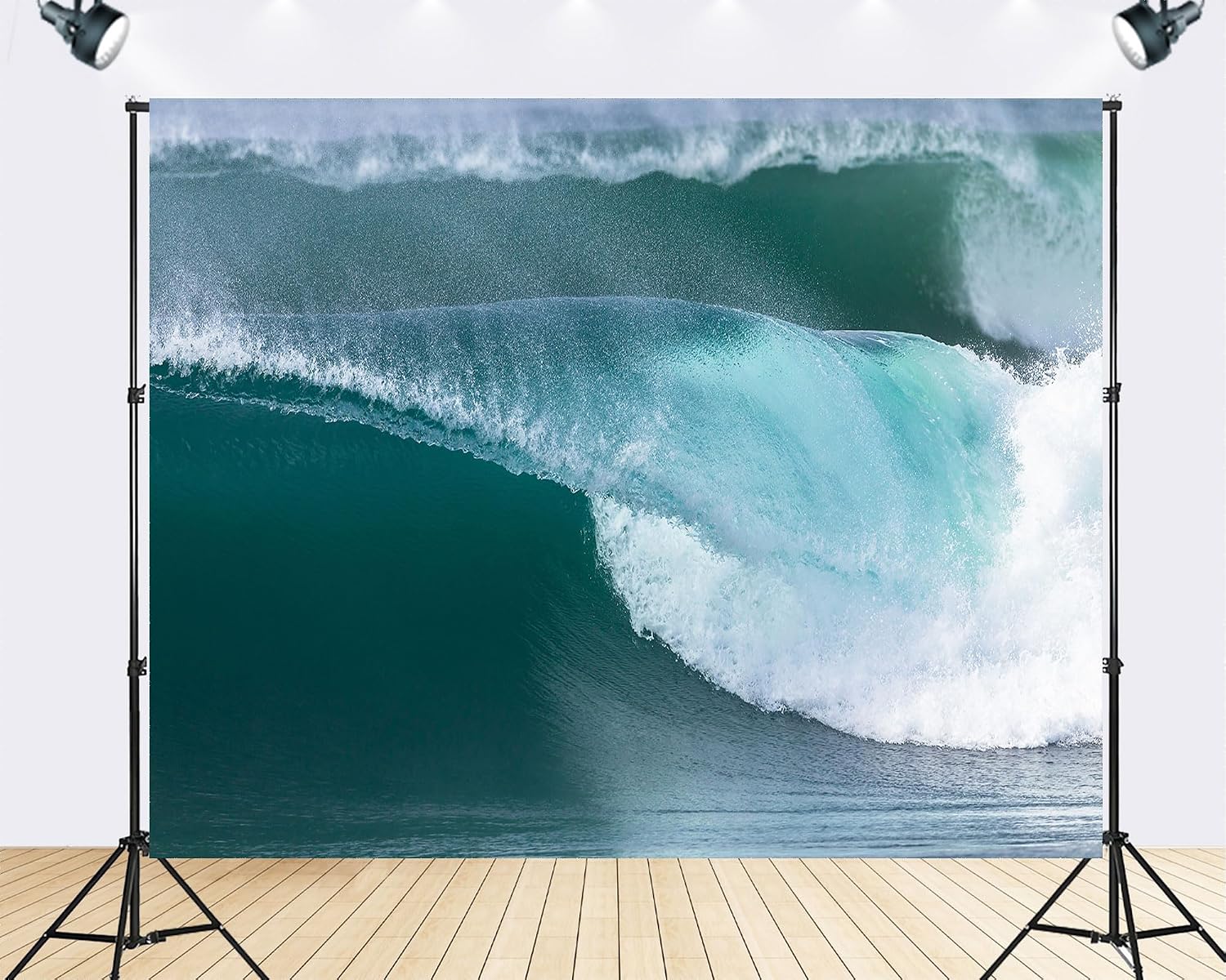 Trykid 20x10ft Green Wave Sea Foam Backdrop Clear Ocean Scenery Smooth Surf Nature Landscape Photography Background Beach Theme Gathering Party Decoration Photo Booth Prop Fabric