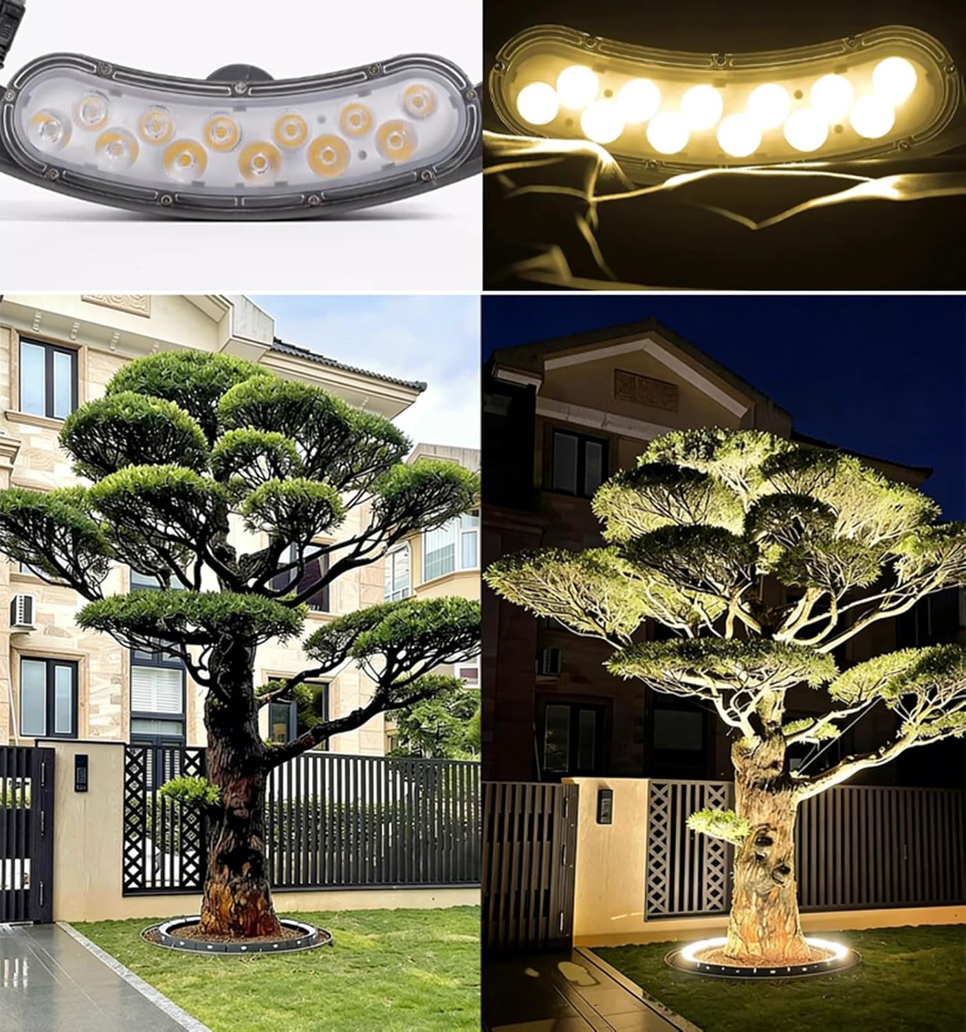 Palm Tree Lights Solar Energy Waterproof LED Lights, Die-cast Aluminum Housing for Commercial Home Garden Tree Lighting.Excluding Transformers(4 lamp Heads)