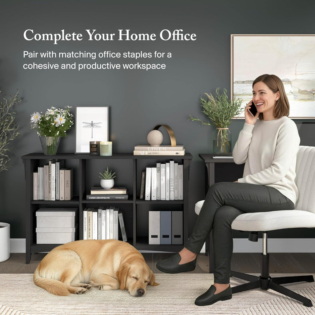 Bush Home Salinas 6 Cube Organizer in Vintage Black, Office Storage Solution, Home Organizer with Open Shelving, Compact Unit for Books and Supplies