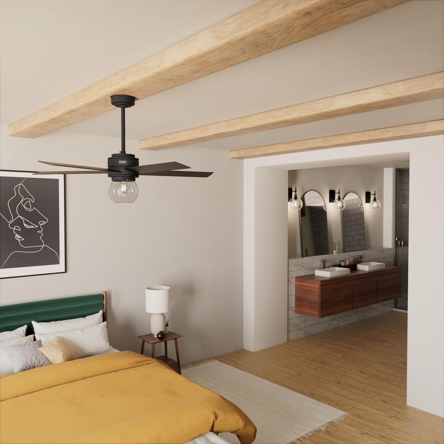 Hunter Xidane Ceiling Fan with LED Lights & Remote (Matte Black)