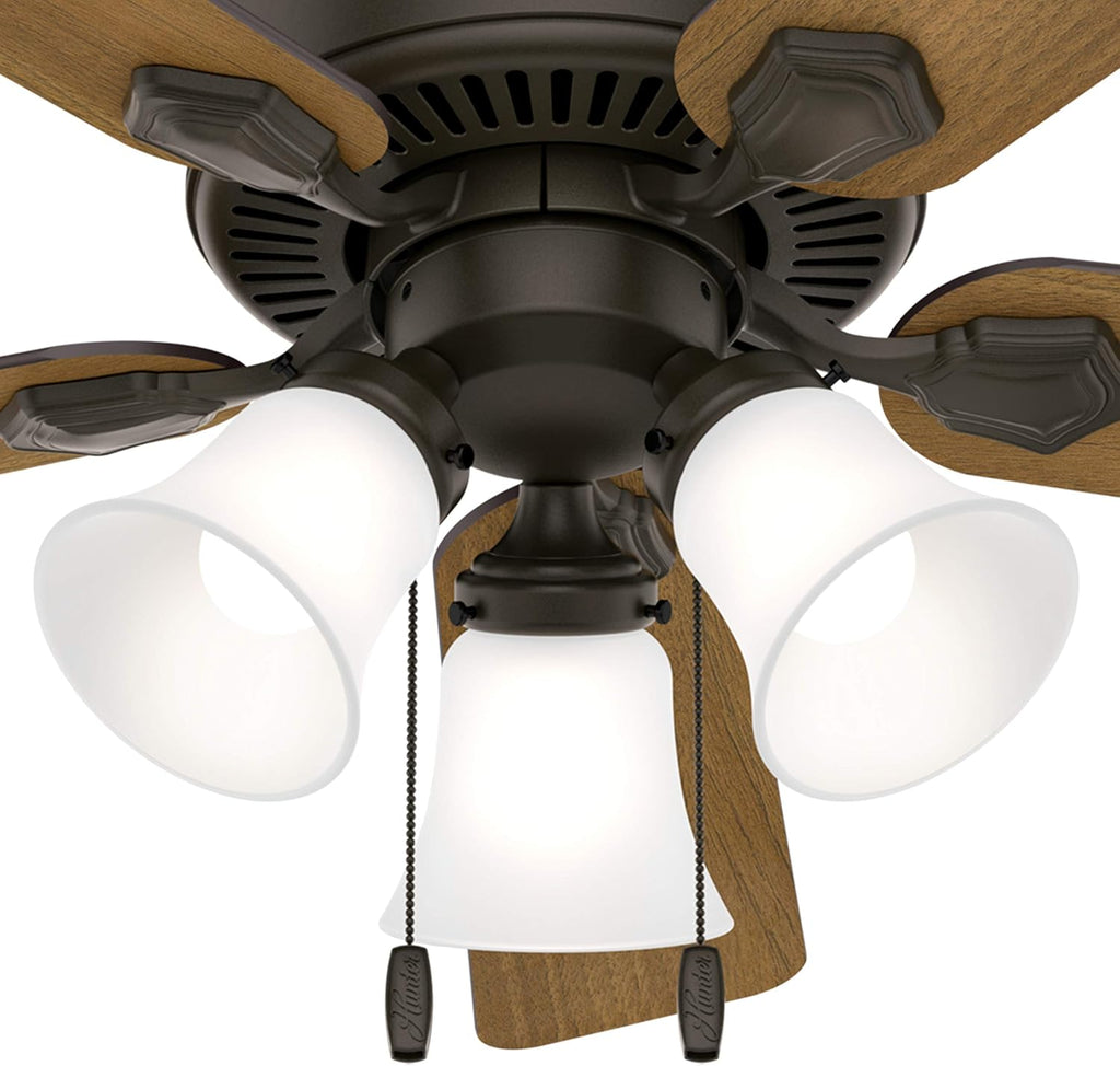Hunter Fan 44 inch Indoor Traditional New Bronze Ceiling Fan with Light Kit (Renewed)