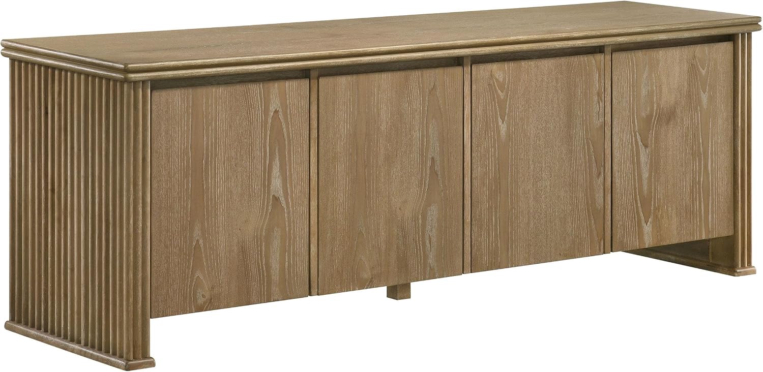 Coaster Home Furnishings - Adina - Wood - 70-Inch TV Stand with Adjustable Shelves, Vertical Reeding, Flat-Panel Doors, Natural Grain - Living Room - Distressed Light Brown - 722933