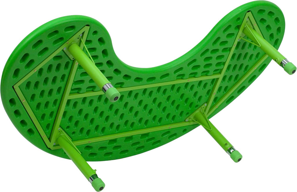 Flash Furniture 35''W x 65''L Half-Moon Green Plastic Height Adjustable Activity Table