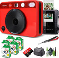 Leica Sofort 2 Hybrid Instant Photo Film and Digital Camera (Red) (19189) with LCD Display Bundle with Fujifilm Instant Film 100 Sheets + 128 GB Memory Card + Bag + Cleaning Kit