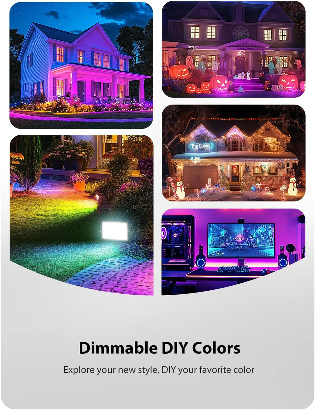 Onforu 6 Pack RGBW LED Flood Light 800W Equivalent, 100W Color Changing Floodlight with 44 Keys Remote, 2700K Warm White IP66 Waterproof Spot Lights Outdoor, Uplights for Stage, Party