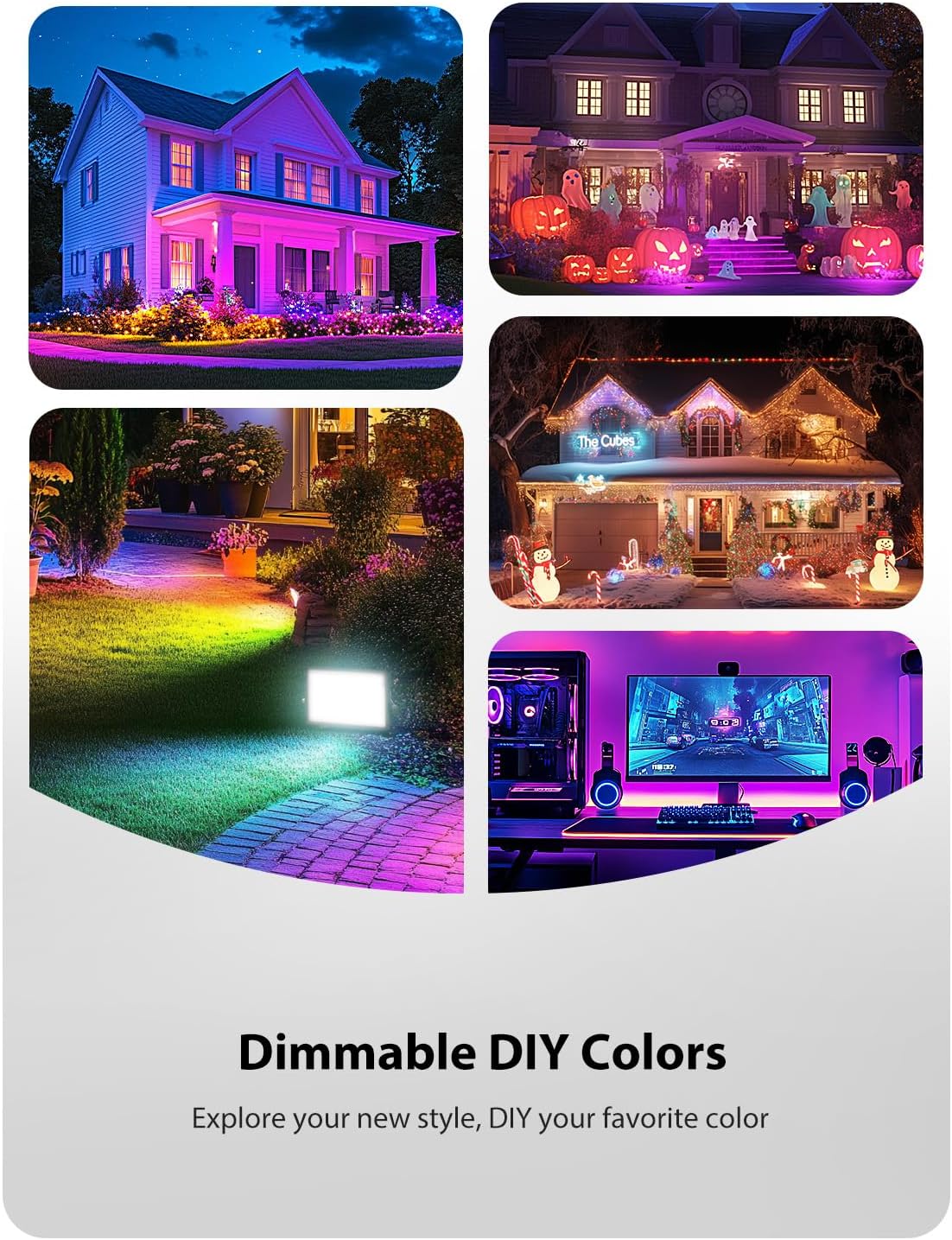 Onforu 6 Pack RGBW LED Flood Light 800W Equivalent, 100W Color Changing Floodlight with 44 Keys Remote, 2700K Warm White IP66 Waterproof Spot Lights Outdoor, Uplights for Stage, Party