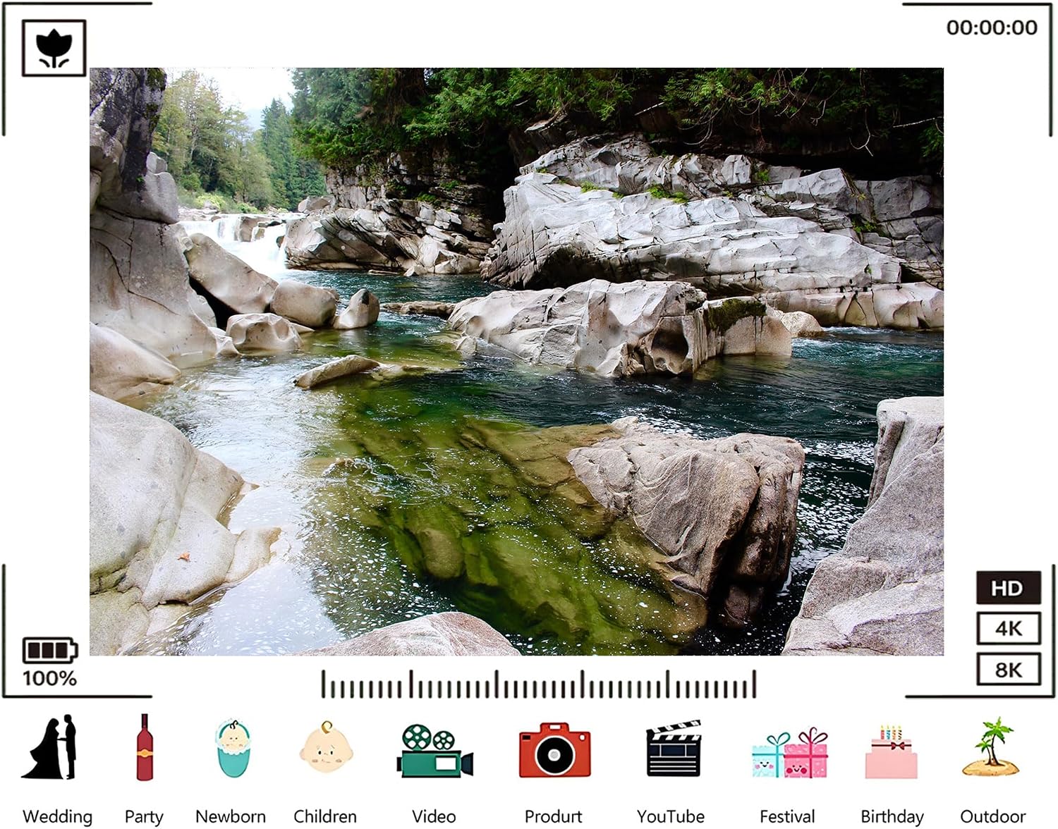 Trykid 20x10ft Forest River Gorge Backdrop Clear Turquoise Water Rocky Canyon Landscape Photography Background Outdoor Adventure Party Decoration Nature Lover Photo Booth Prop Fabric