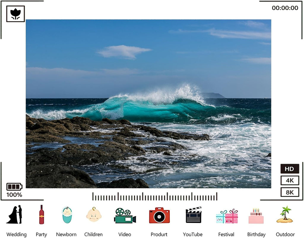 Trykid 20x10ft Turquoise Wave Backdrop Crashing Ocean Foam Dark Rocks Clear Blue Sky Photography Background Nature Tapestry Party Decoration Photo Booth Prop Fabric