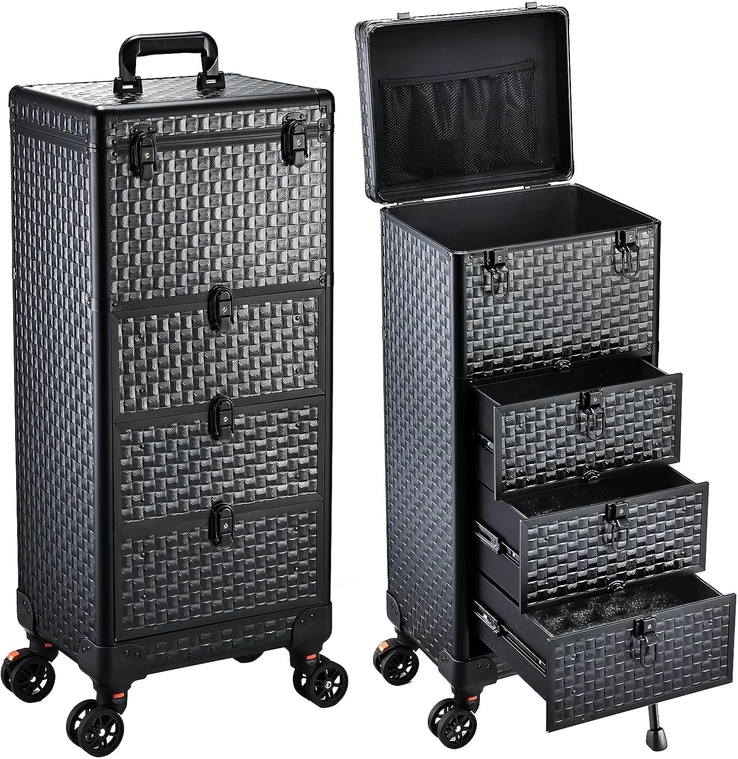Yueieoun Salon Cart with 3 Drawers, Nail Trolley Cart with Wheels Salon Station Rolling Makeup Train Case Cosmetology Case Organizer Cases for Nail Tech,SPA,Face Painting,Hairstylist,Makeup Artist