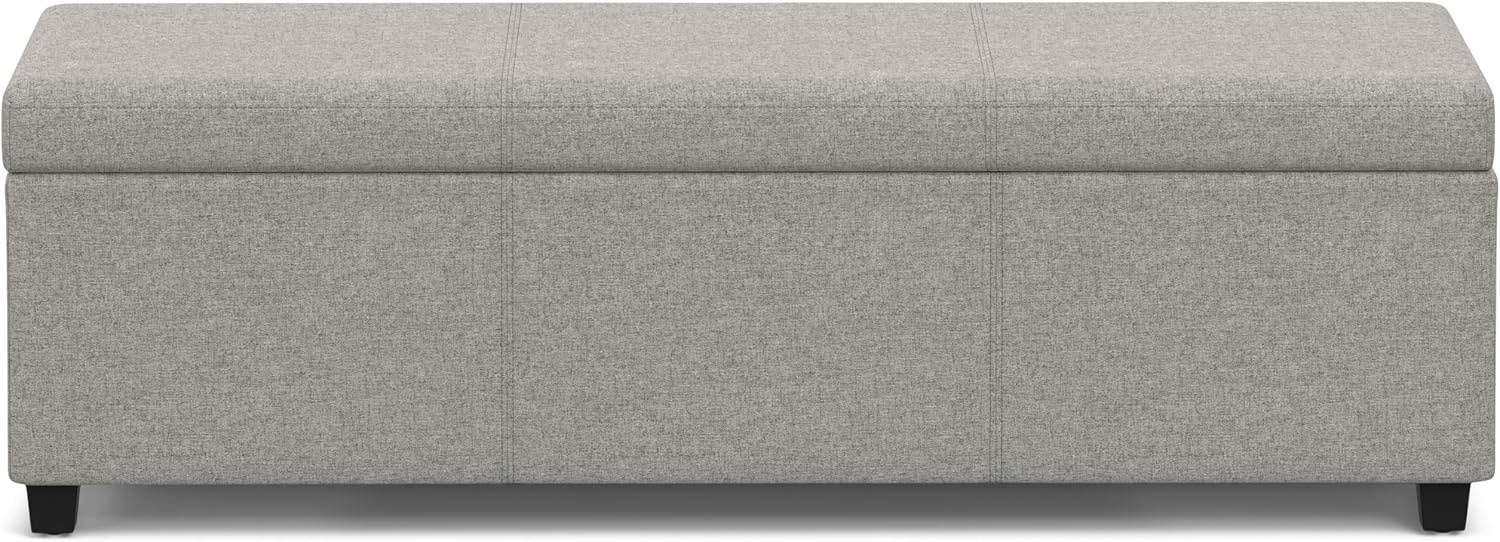 SIMPLIHOME Avalon Extra Large Storage Ottoman Bench - 54 inch Wide Upholstered Linen Look Fabric Rectangular Lift-Top Ottoman in Cloud Grey, Contemporary Bench for Living Room with Hidden Storage