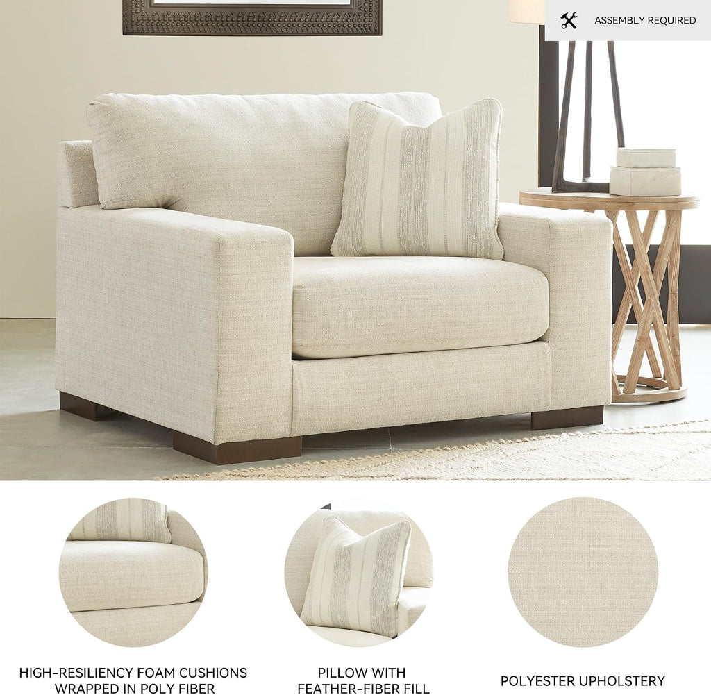 Signature Design by Ashley Maggie Contemporary Upholstered Chair and a Half, Beige