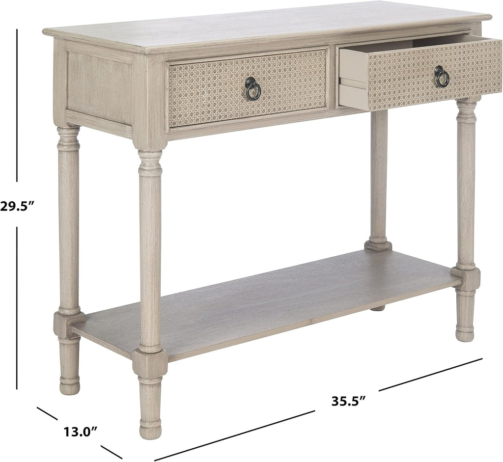 Safavieh Home Collection Haines Greige 2-Drawer Bottom Shelf Console Table