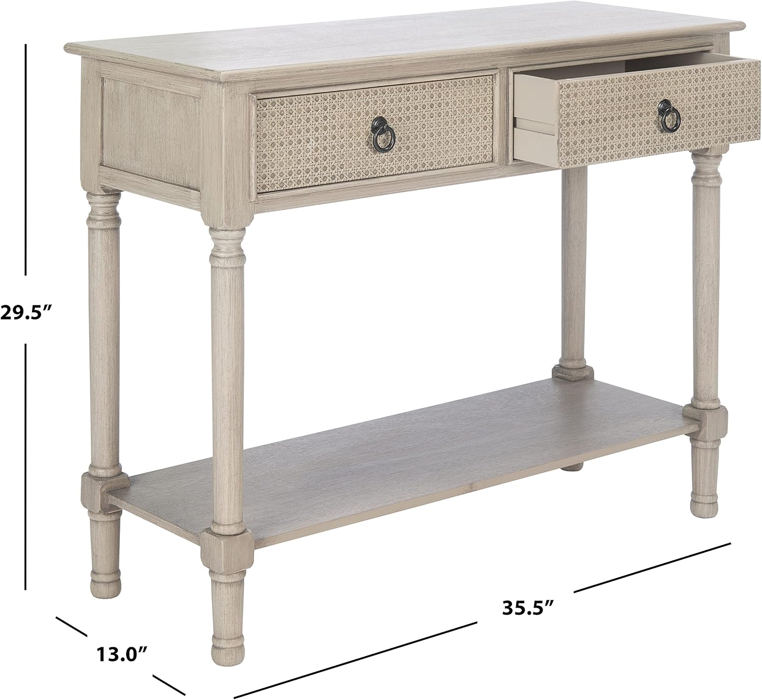 Safavieh Home Collection Haines Greige 2-Drawer Bottom Shelf Console Table