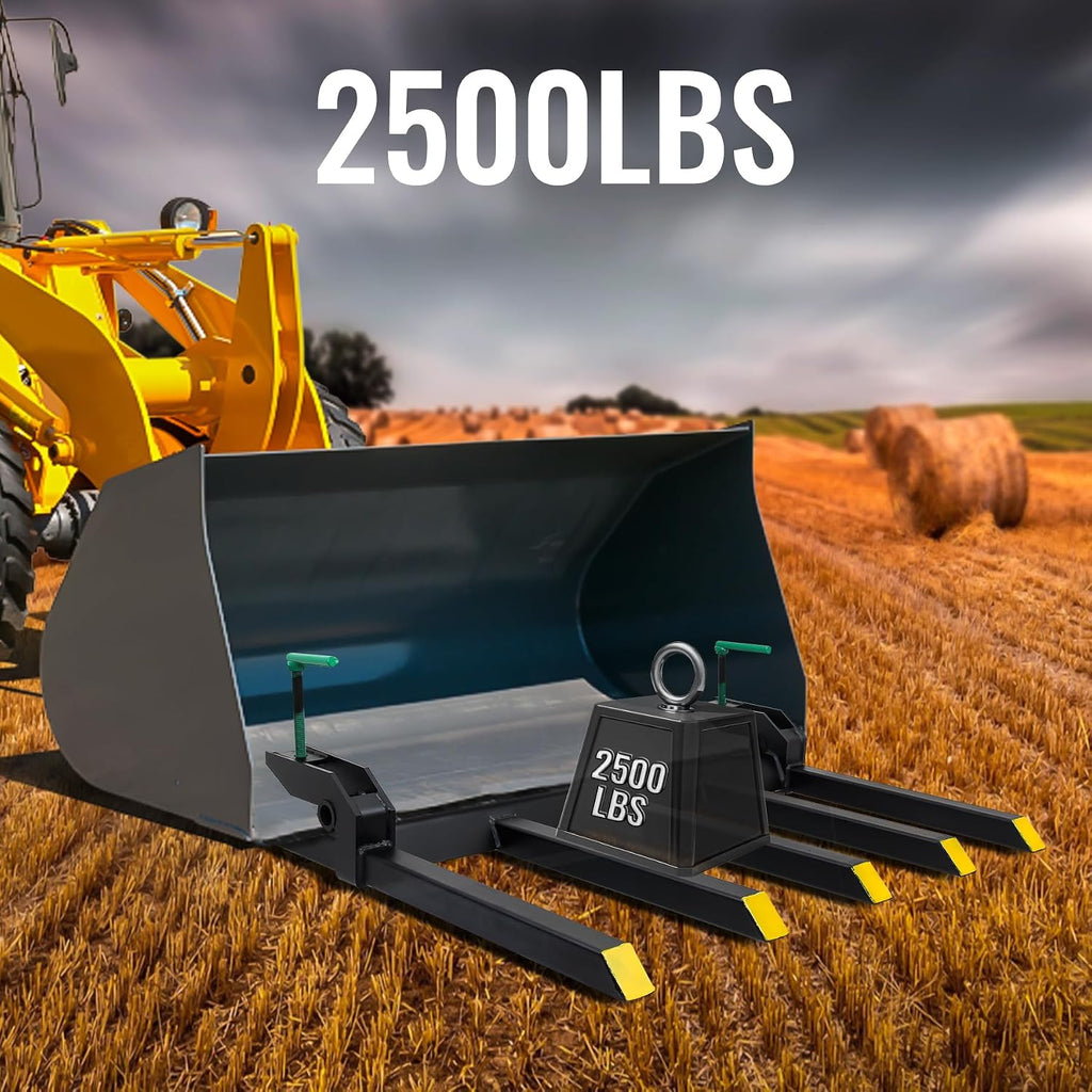 AHLOKI 60' 4000 LBS Clamp On Pallet Forks, Heavy Duty Forks for Tractor Loader Bucket, 48' 2500 LBS