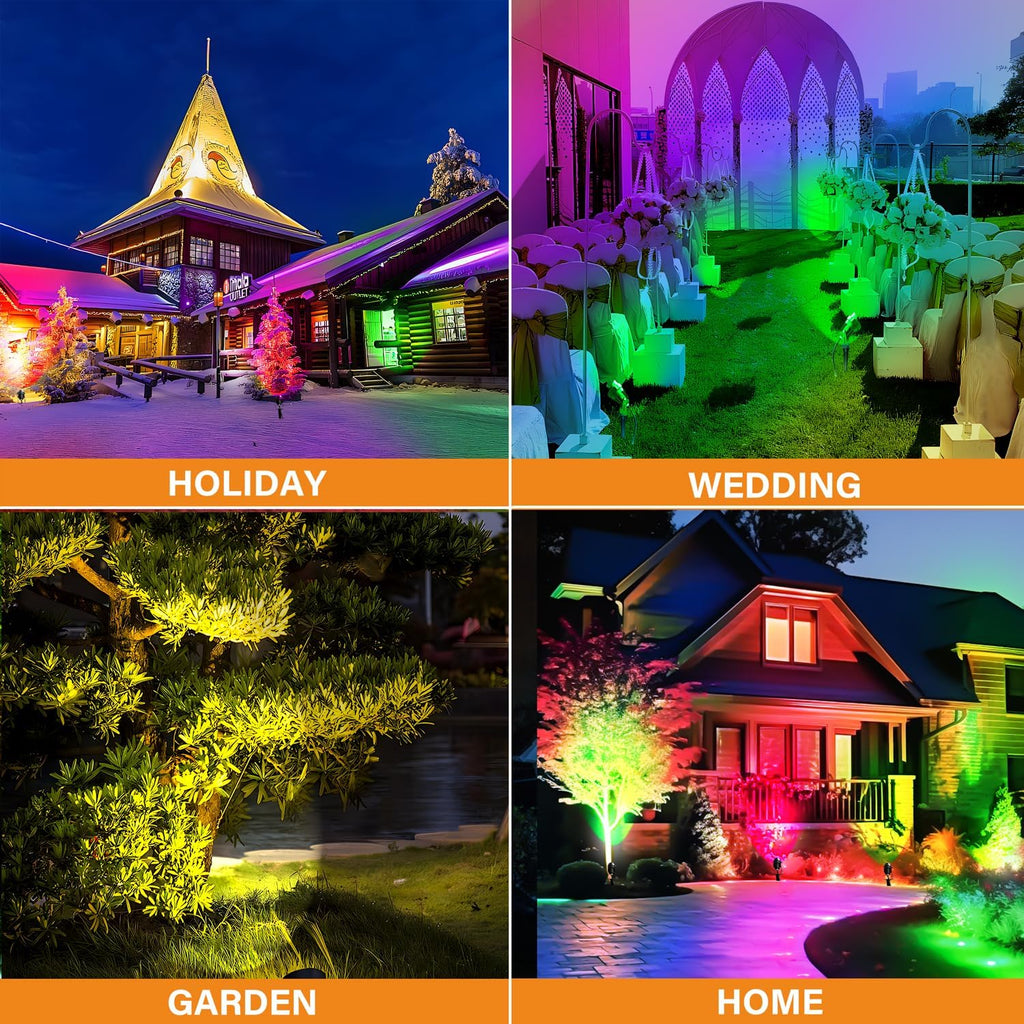 RGBW Low Voltage Landscape Lighting, 12V-24V Color Changing IP67 Waterproof Landscape Spotlights for Christmas Decorations Yard Tree Decorative (16)