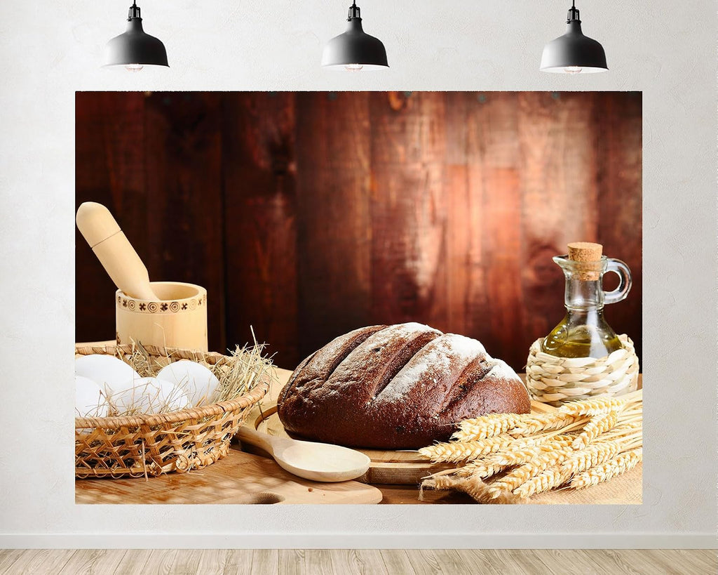 Trykid 20x10ft Rustic Bread Wheat Ears Woven Basket Backdrop Country Farm Scenery Photography Background Farmers Market Party Decoration Tapestry Photo Booth Prop Fabric