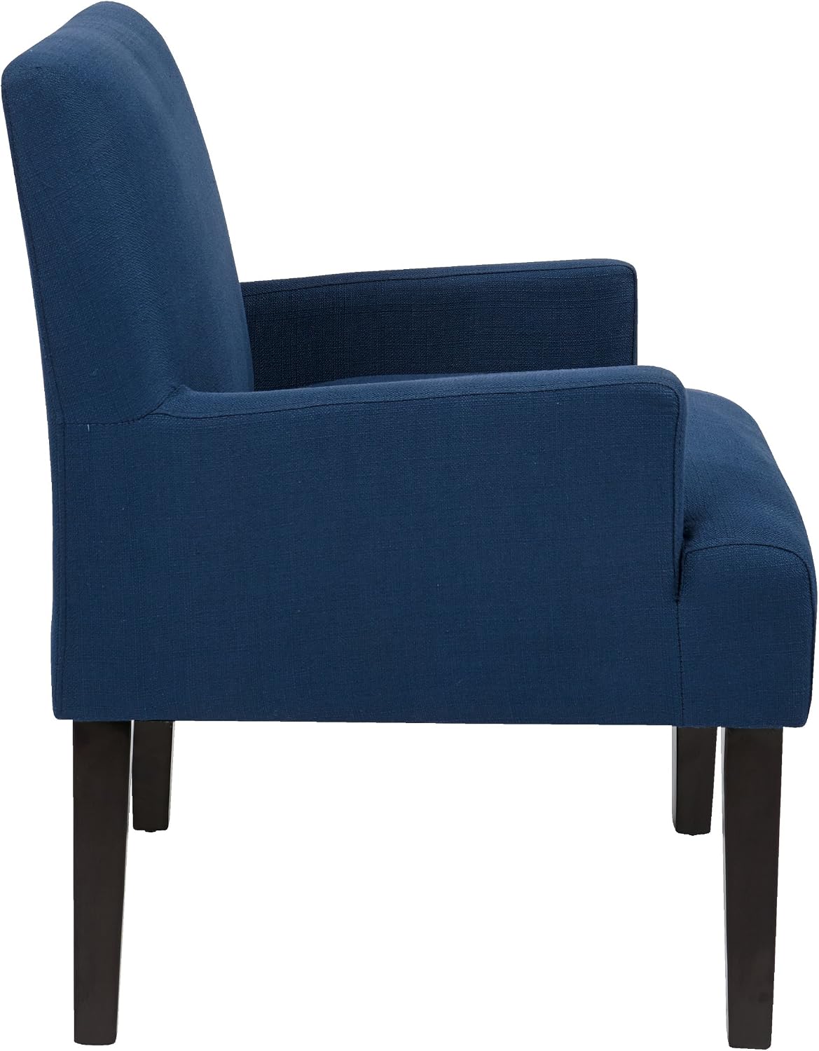 OSP Home Furnishings Main Street Upholstered Guest Chair with Espresso Finish Accents, Woven Indigo Fabric