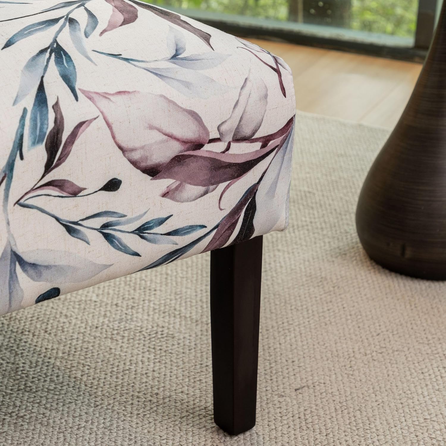 Roundhill Furniture Capa Print Fabric Armless Contemporary Accent Chair, Purple Floral
