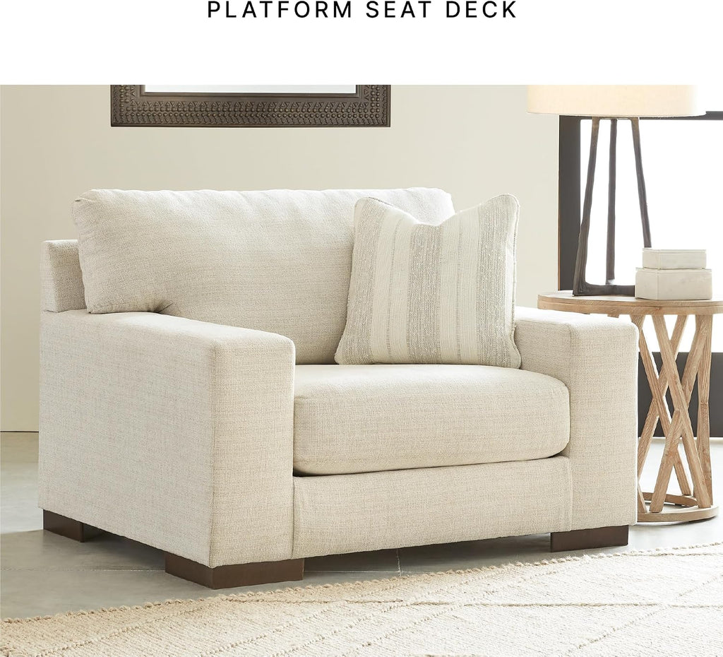 Signature Design by Ashley Maggie Contemporary Upholstered Chair and a Half, Beige