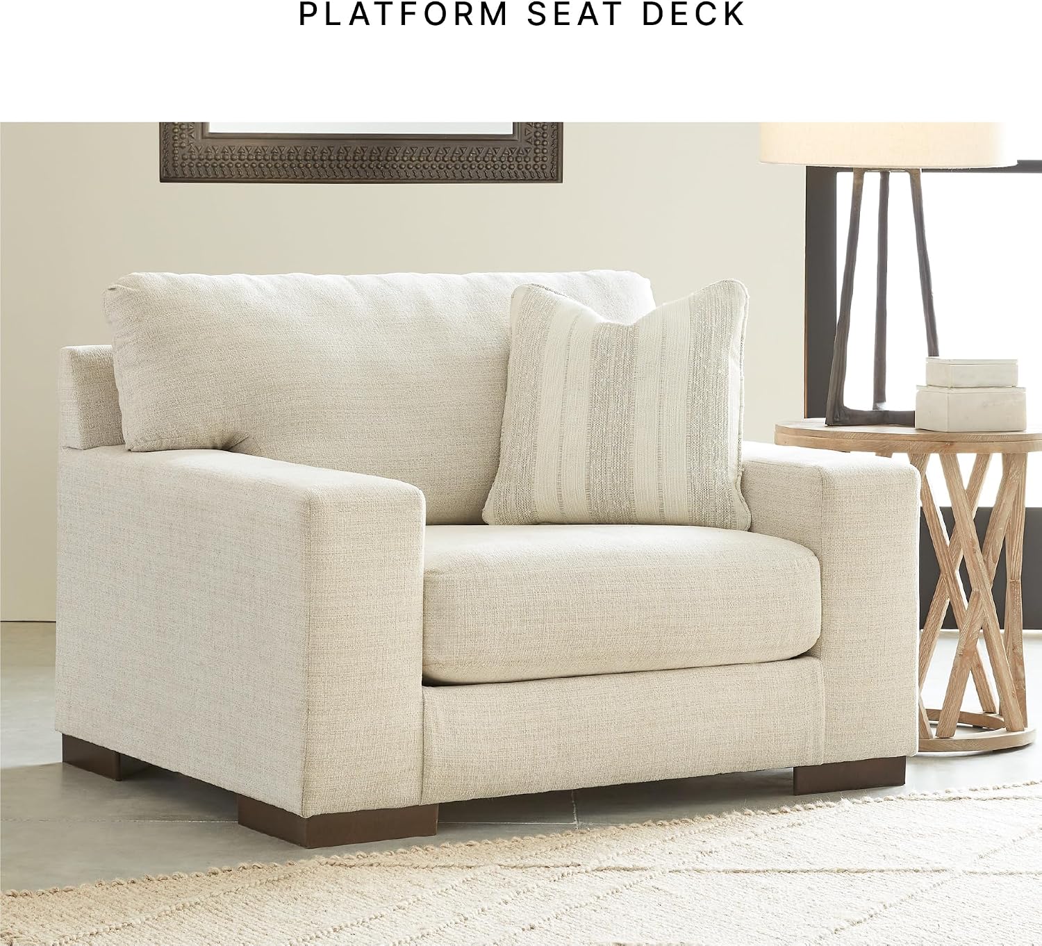 Signature Design by Ashley Maggie Contemporary Upholstered Chair and a Half, Beige