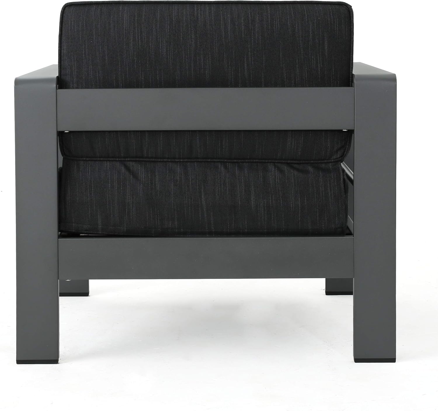 Christopher Knight Home Crested Bay Aluminum Outdoor Chat Set with Water Resistant Cushions, 3-Pcs Set, Grey / Dark Grey