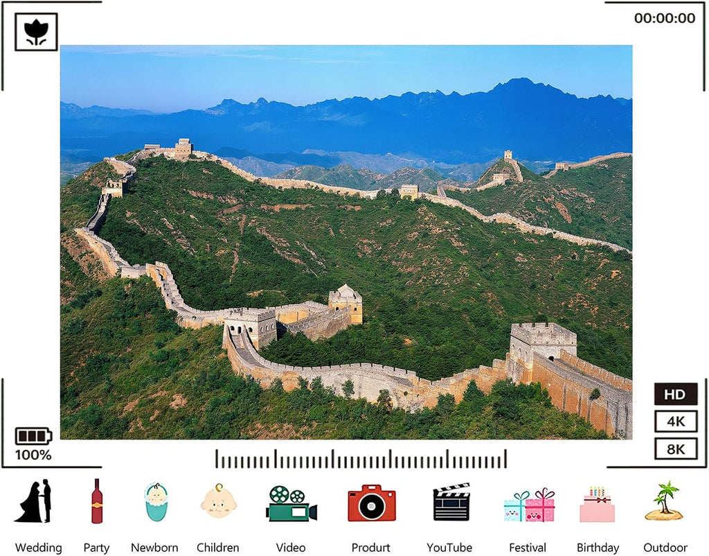 Trykid 20x10ft Majestic Fortification Backdrop Rolling Green Peaks Clear Blue Sky Stone Ramparts Watchtowers Photography Background Travel Wedding Party Decoration Photo Booth Prop Fabric
