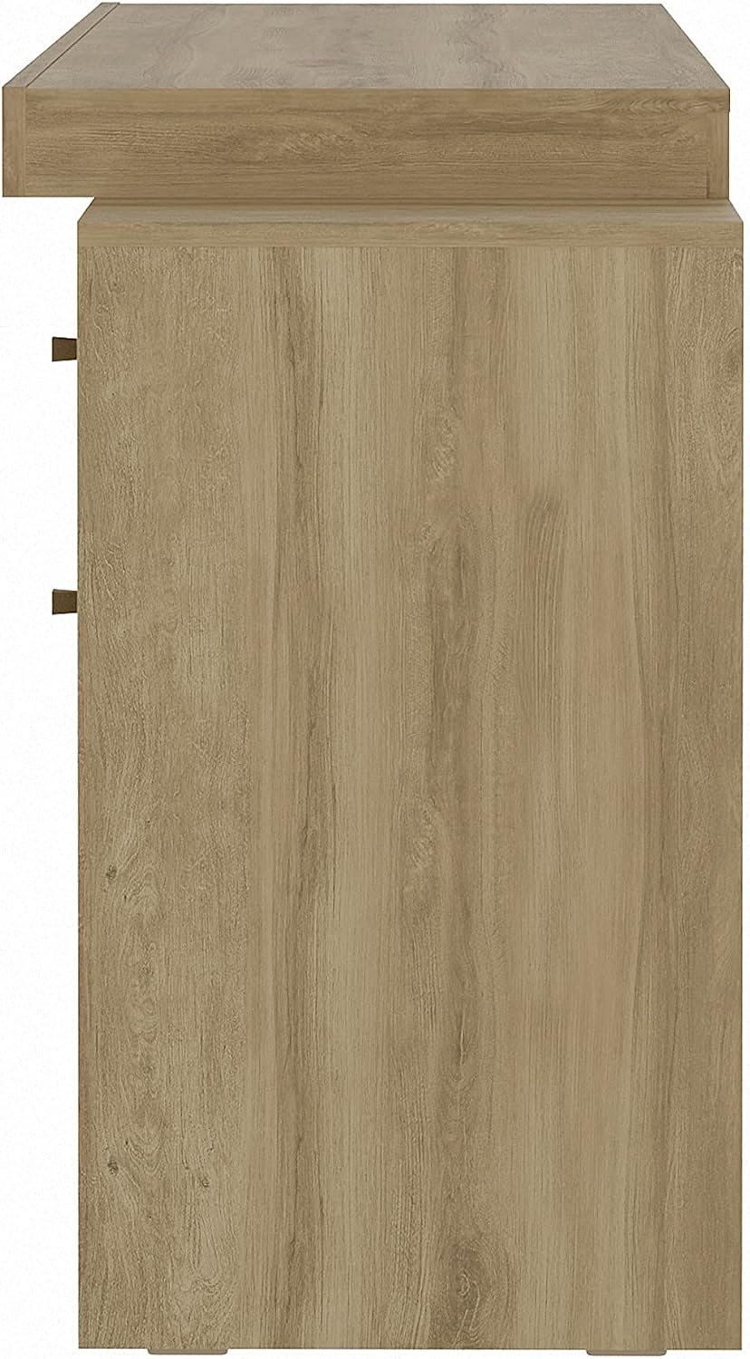 Expandable Desk with Storage Drawers & Open Shelf - Expands from 47 Inch to 57 Inch - Pine Computer Desk with Printer Space - Modern Home Office Table with Drawers - Techni Mobili Blanco Collection