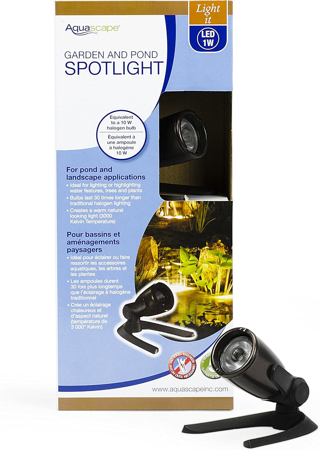 Aquascape Submersible LED Spotlight for Pond, Garden, and Landscape Features, 1 Watt | 84031, Brown (Pack of 6)
