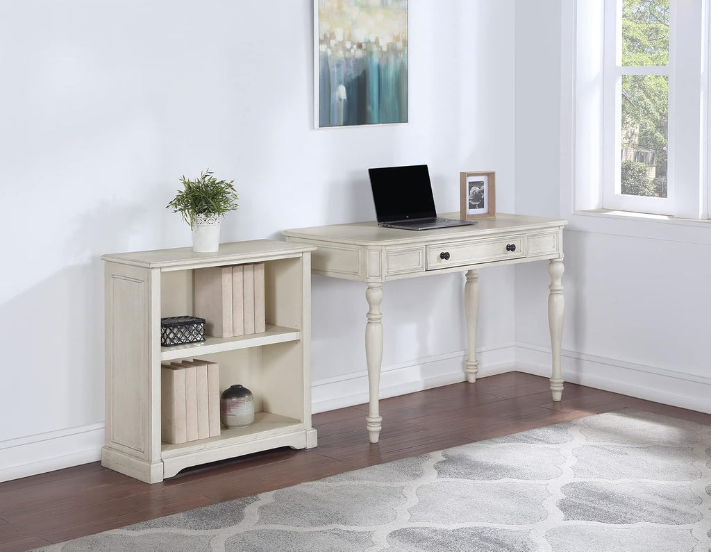 OSP Home Furnishings Country Meadows 2-Shelf Bookcase, Antique White