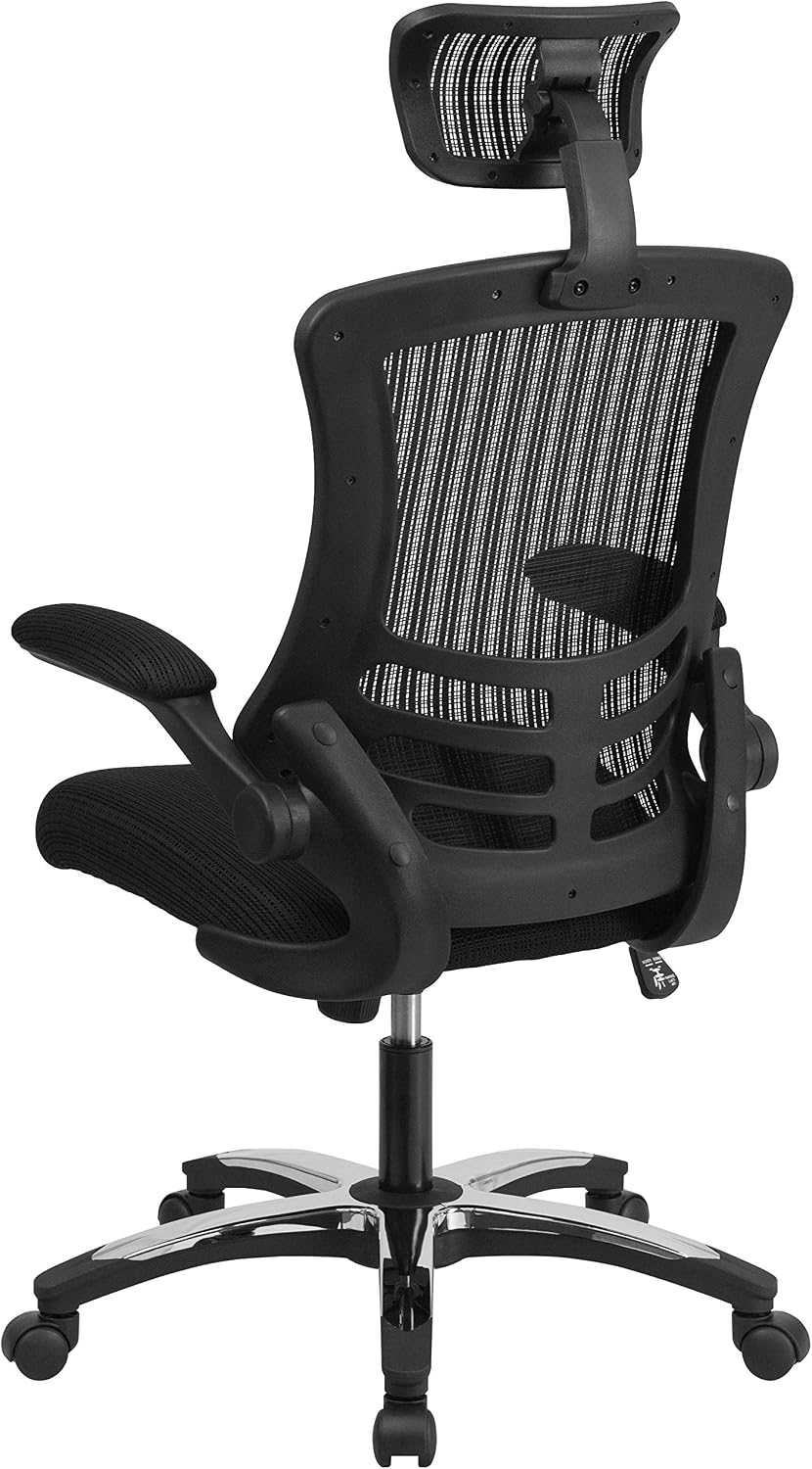 Flash Furniture Kelista High-Back Swivel Office Chair with Adjustable Lumbar Support and Seat Height, Ergonomic Mesh Desk Chair, Black