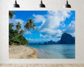 Trykid 20x10ft Tropical Beach Palm Trees Limestone Islands Backdrop Turquoise Ocean Clear Sky Photography Background Paradise Vacation Tapestry Party Decoration Photo Booth Studio Prop Fabric