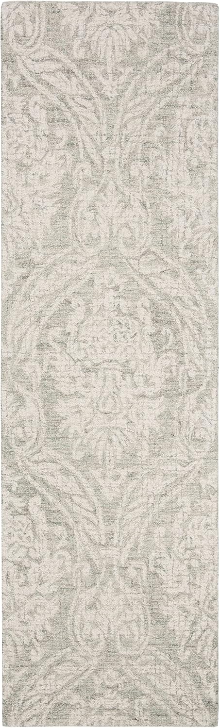 SAFAVIEH Abstract Collection Runner Rug - 2'3' x 6', Grey & Ivory, Handmade Wool, Ideal for High Traffic Areas in Living Room, Bedroom (ABT204A)