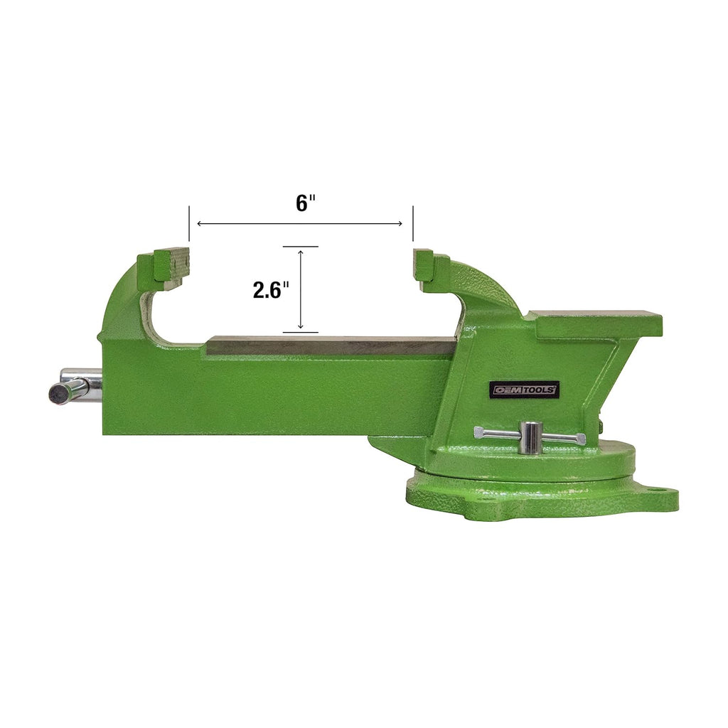OEMTOOLS 24218 6-Inch Bench Vise with Swivel Base, Table Vise, 6-Inch Workbench Vise, Bench Vise 6-Inch Heavy Duty Swivel Base, Woodworking Bench Vise