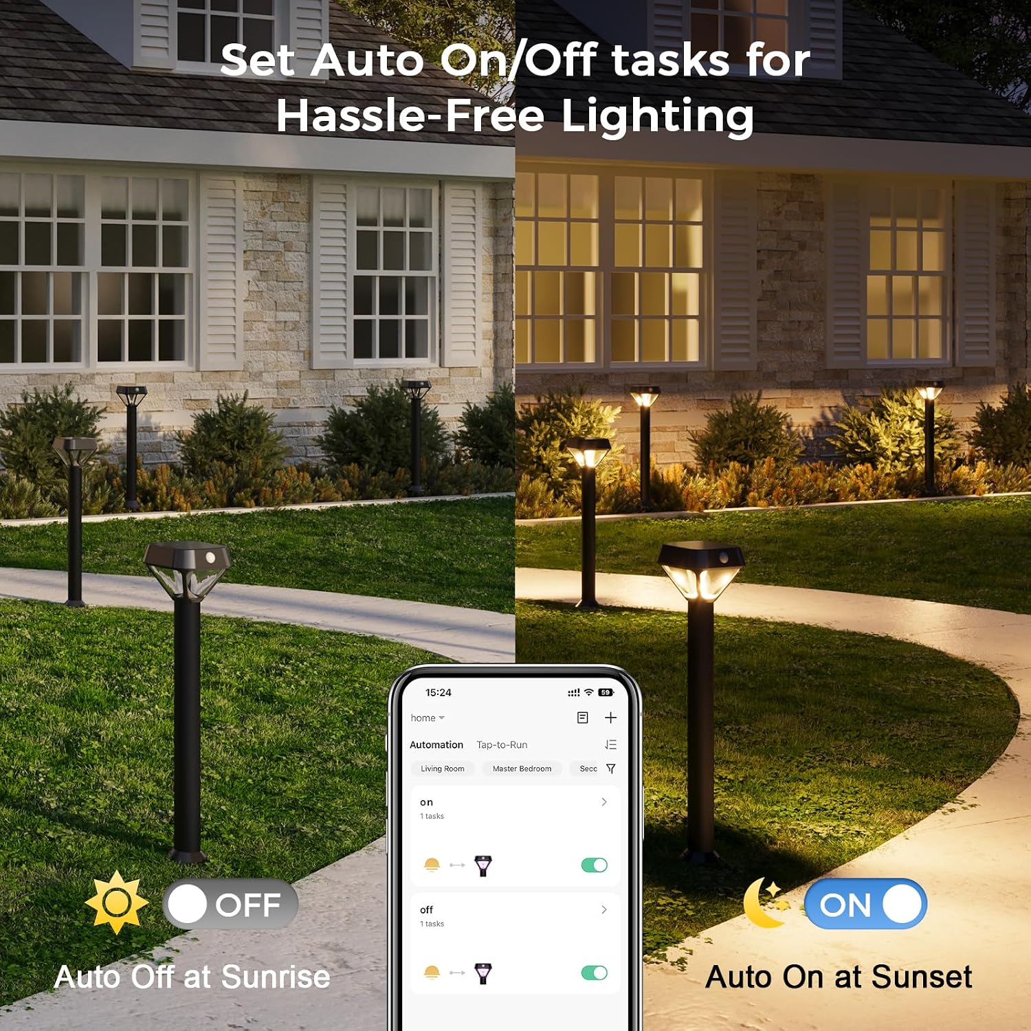 XMCOSY+ Smart Solar Pathway Lights, 150LM Motion Sensor Outdoor Lights, APP Control RGBCW Color Changing, IP65 Waterproof, Works with Alexa, Dusk to Dawn Solar Landscape Lights for Yard Garden, 6 Pack