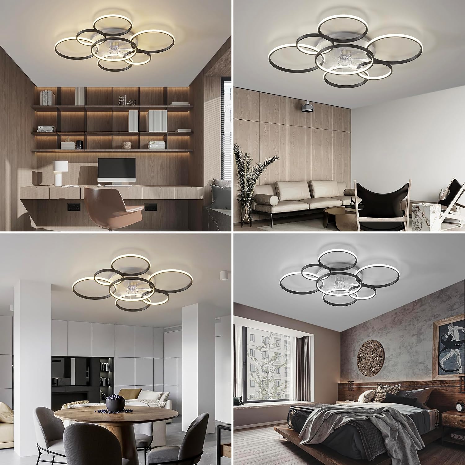 41'Modern Ceiling Fan with Lights and Remote, Smart Ceiling Fan for bedroom | Low profile ceiling fan has 3 colors light 6 speed, dimmable, super quite, timing, ceiling fans with lights for living room