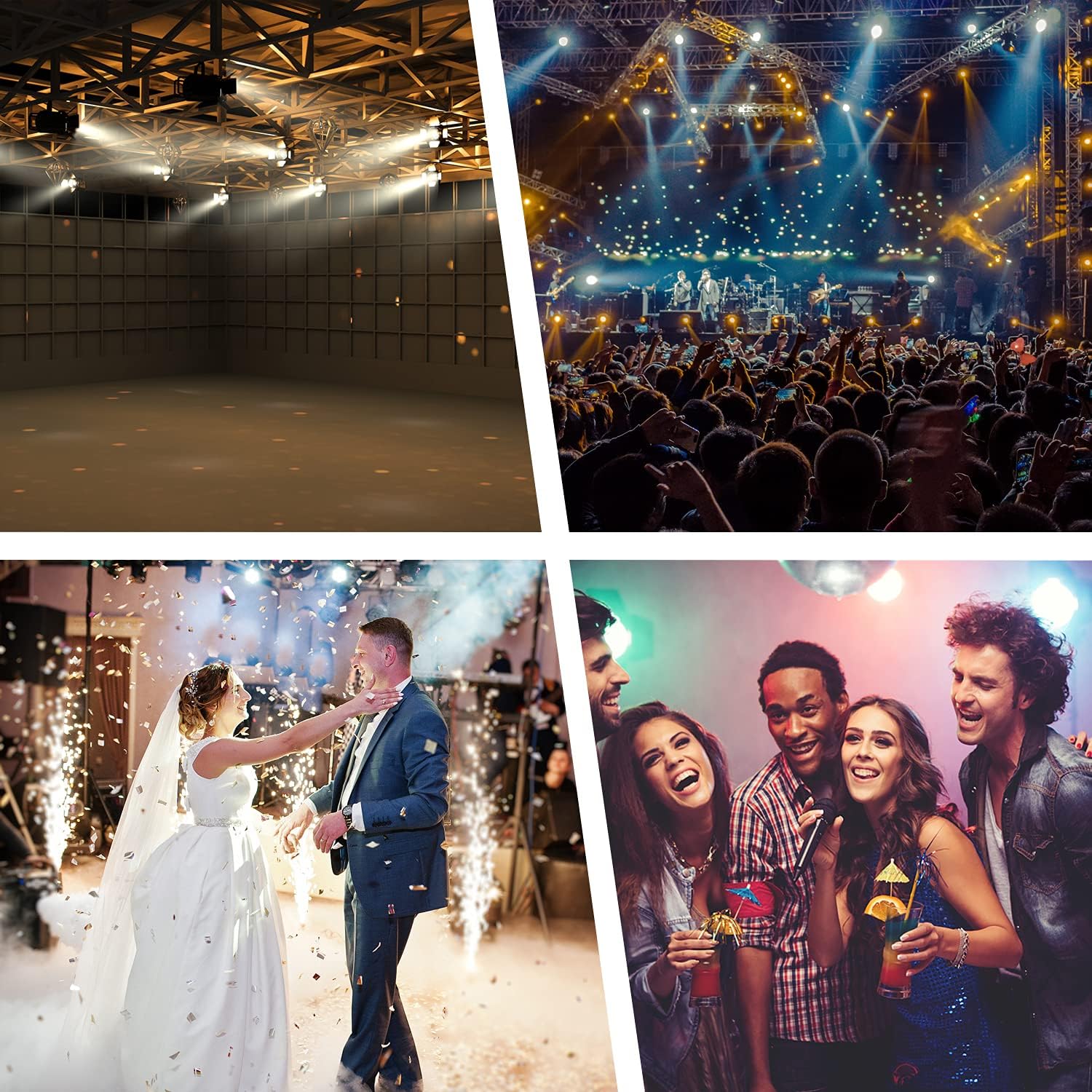StageLights with Barn Doors - 100W COB LED Spotlights, Warm & Cold White Par Lights - DMX/Master-Slave DJ Lights, Church & Theater Spotlights