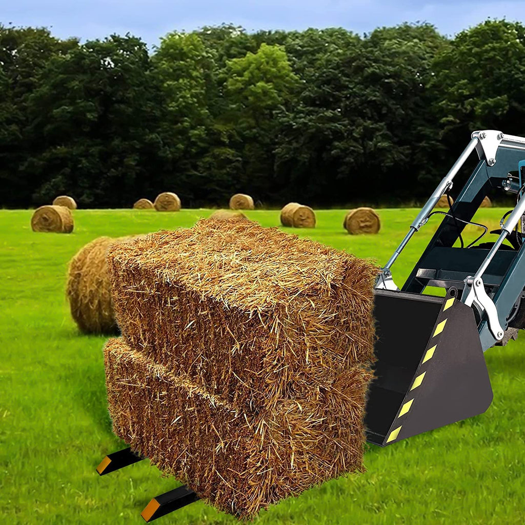 Pallet Forks 60' 1500lbs Max with Adjustable Stabilizer Bar Heavy Duty Clamp on Pellet Forks for Tractor Bucket Attachments…