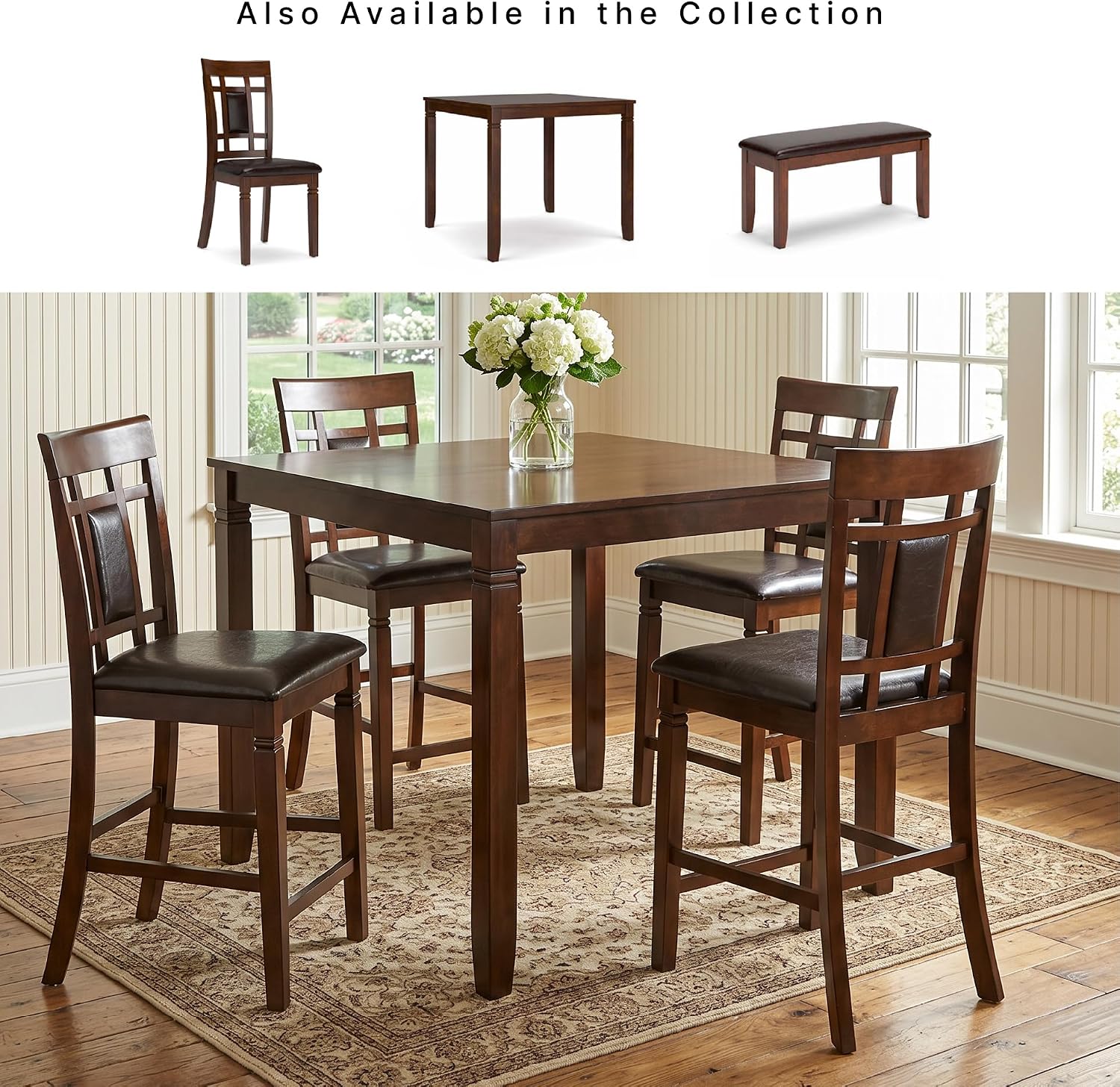 Signature Design by Ashley Bennox 5 Piece Counter Height Dining Set, Includes Table & 4 Barstools, Brown