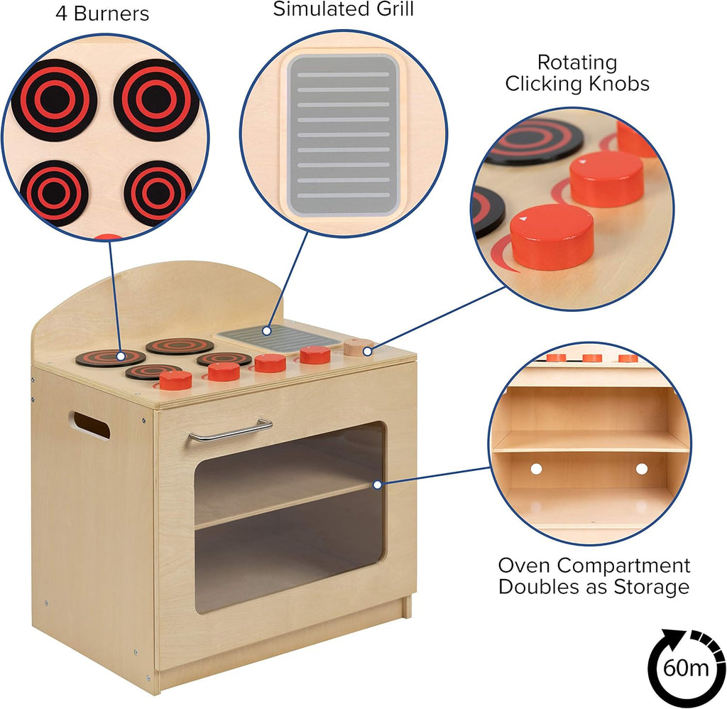 Flash Furniture Hercules Children's Wooden Kitchen Stove for Commercial or Home Use - Safe, Kid Friendly Design