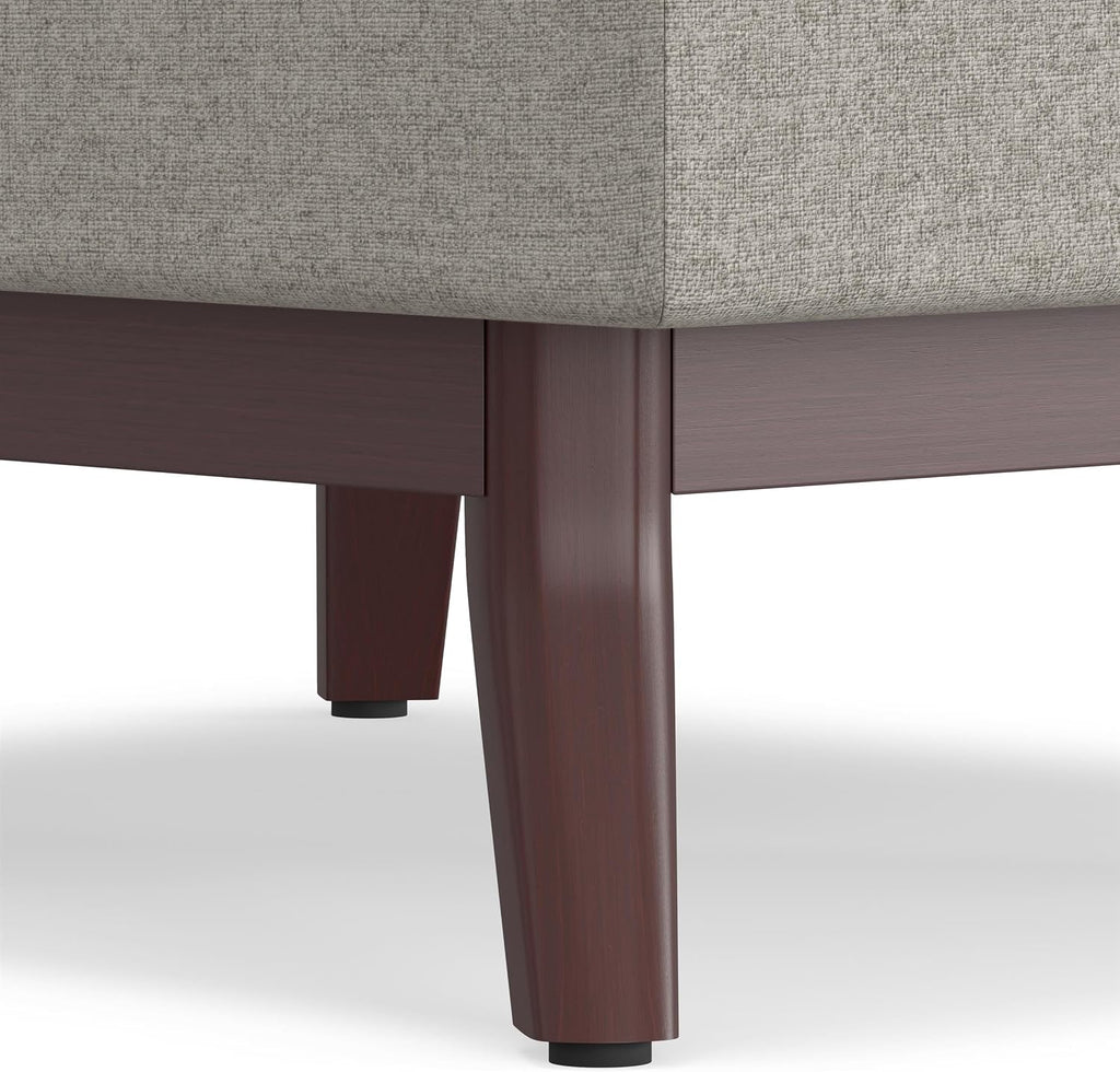 SIMPLIHOME Owen Coffee Table Storage Ottoman - 34' Wide x 19' High Upholstered Woven Fabric Rectangular Lift-Top Ottoman in Cloud Grey, Mid-Century Modern Bench for Living Room with Tapered Legs