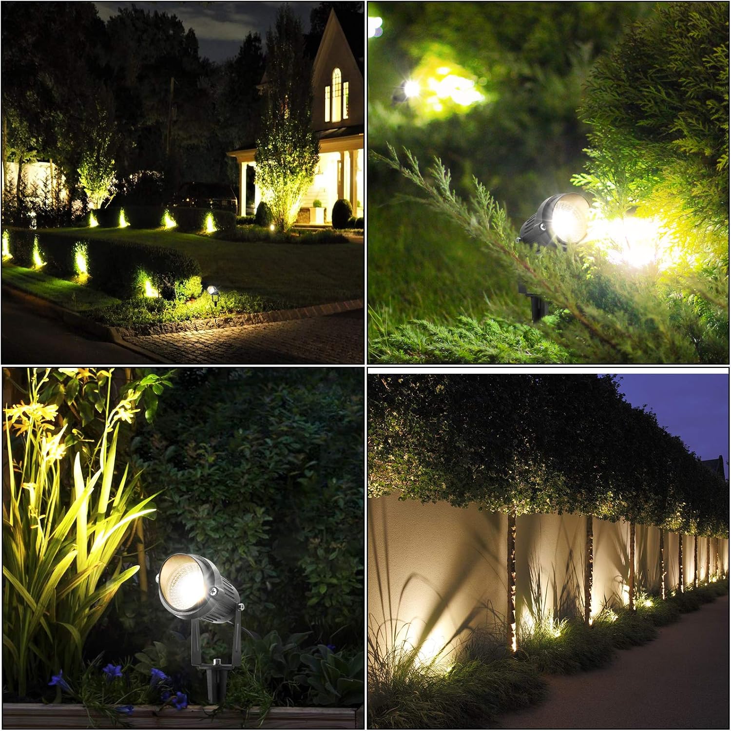 Christmas Spotlights Outdoor Low Voltage Landscape Lights RGB Color Changing LED Landscape Lighting Waterproof Garden Pathway Yad House LED Spot Lights Outdoor (14Pack with Connectors)