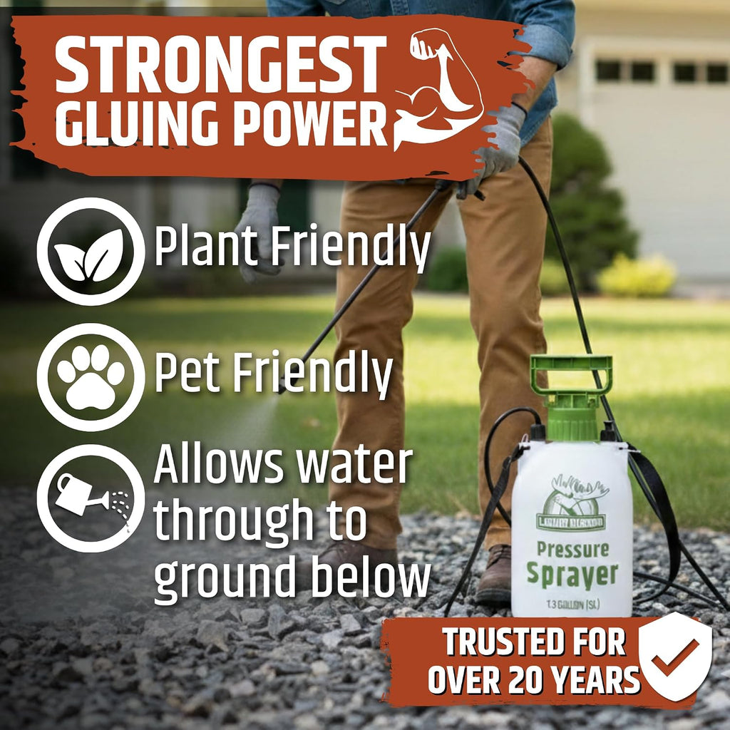 Liquid Rubber Rock Glue Professional Grade Landscaping Stone and Pea Gravel Stabilizer Ready to Use Clear Drying Permeable Water Based Outdoor Binder 5 Gallon 250 sq ft