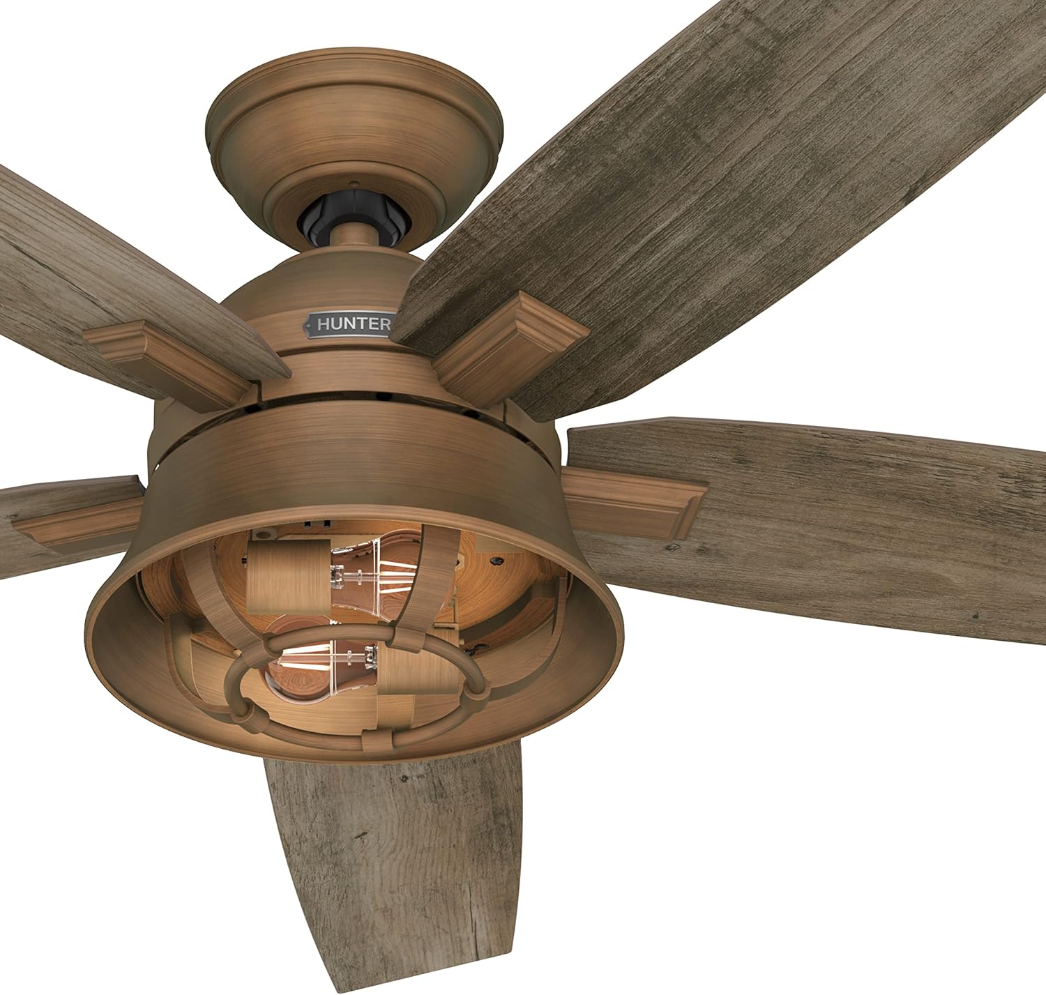 Hunter Fan 52 inch Casual Weathered Copper Indoor Ceiling Fan with LED Light Kit and Remote Control (Renewed)