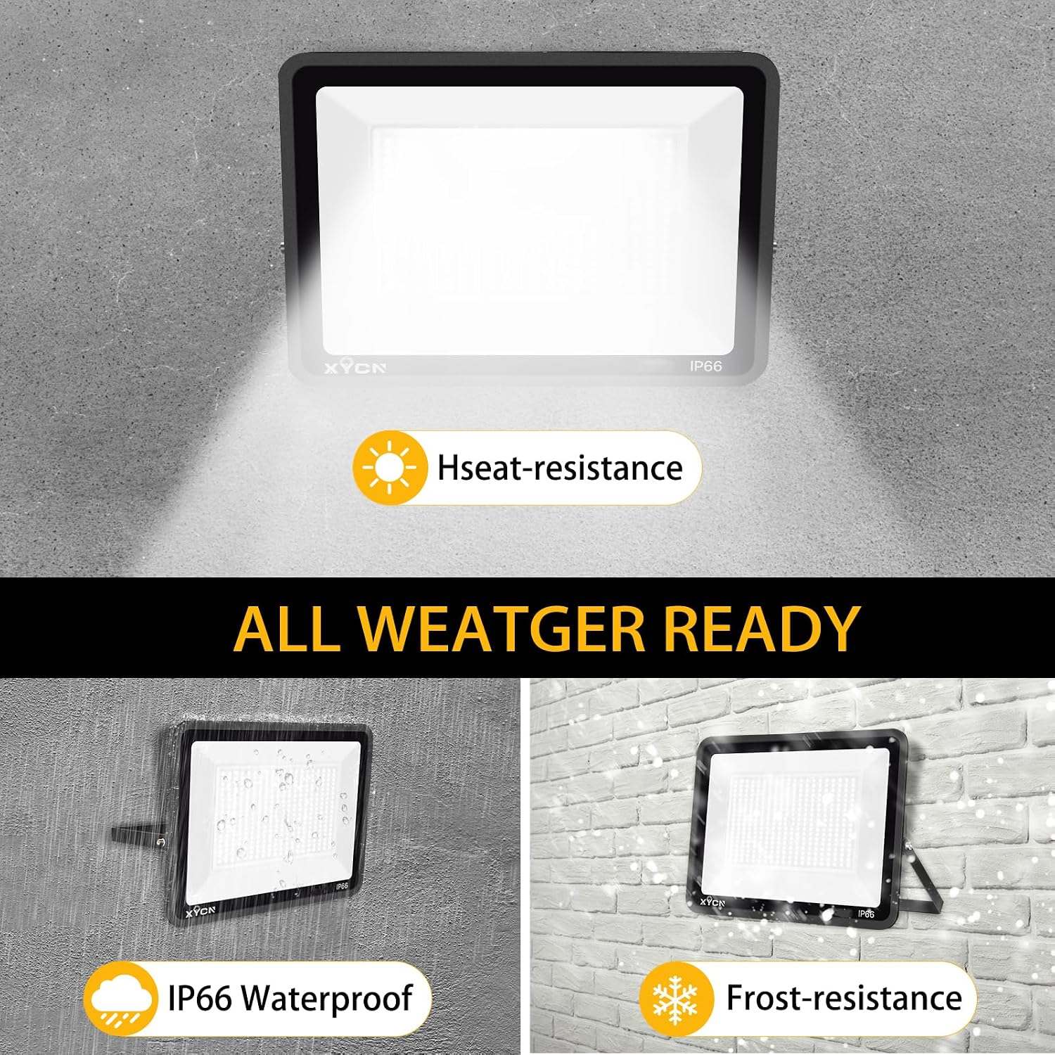 XYCN 2pack 400W LED Flood Lights Outdoor, 5000K Daylight White 50000LM Super Bright LED Arena Lights 100-277V IP66 Waterproof Commercial Lighting for Sports, Fields, Stadiums