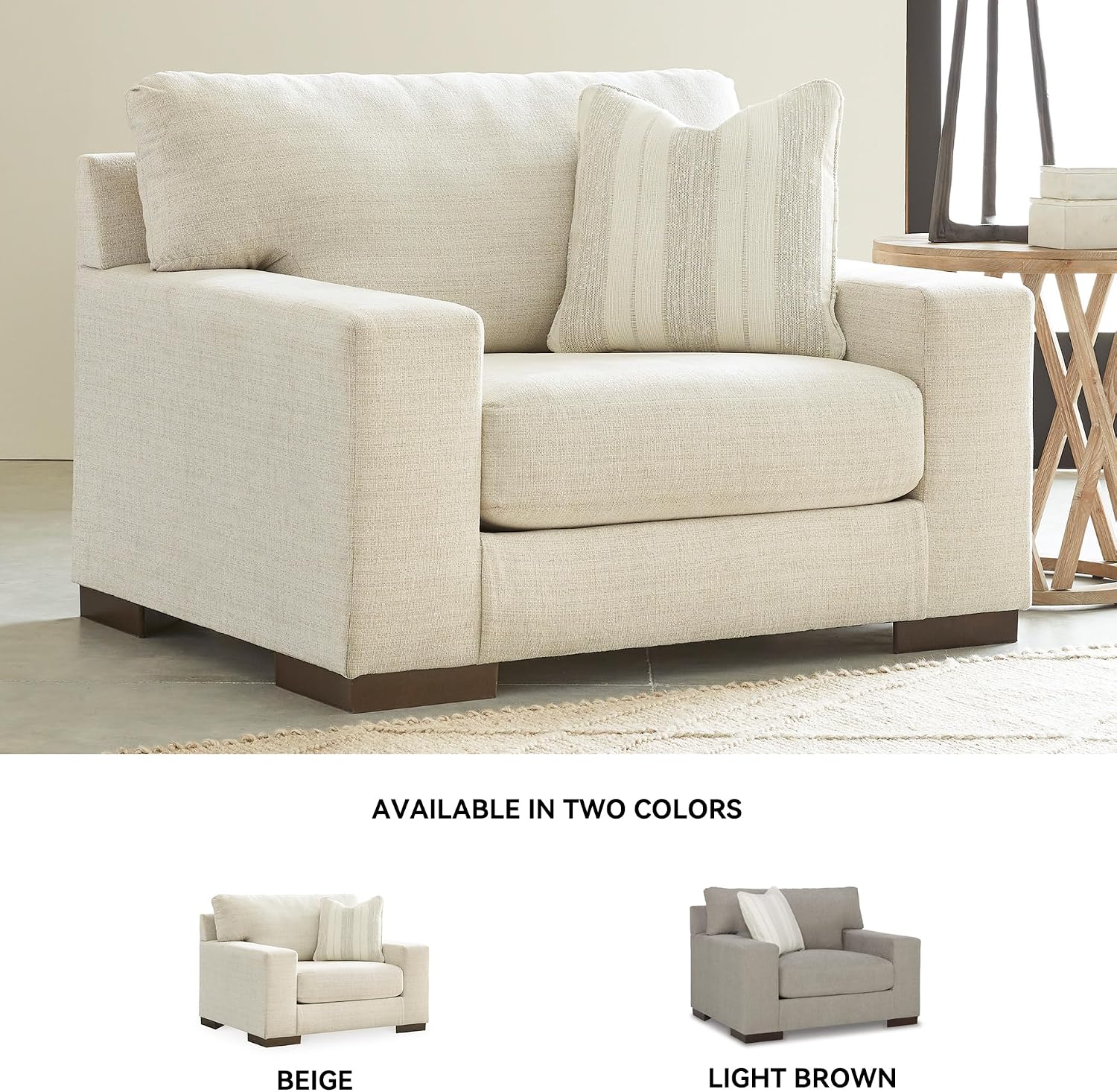 Signature Design by Ashley Maggie Contemporary Upholstered Chair and a Half, Beige
