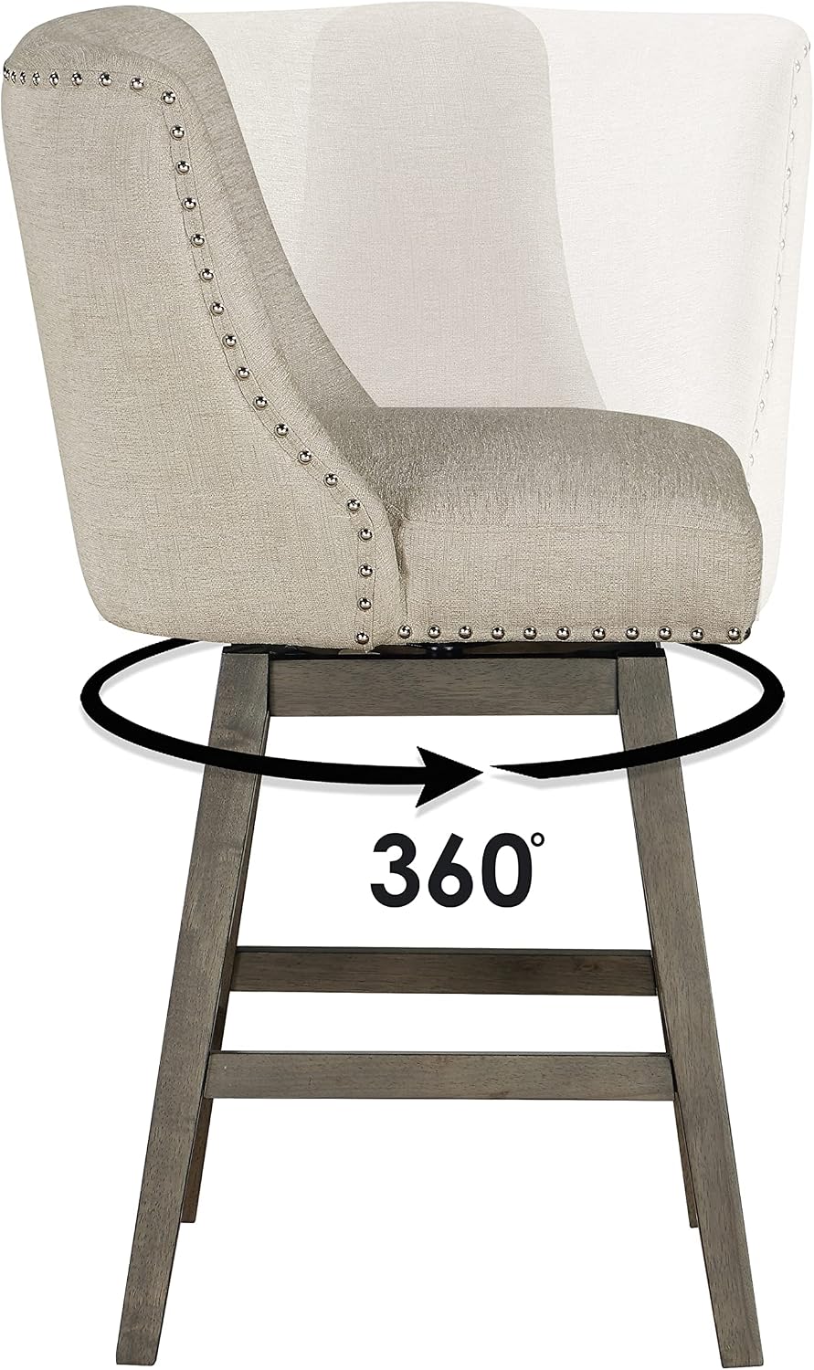 OSP Home Furnishings Granville Swivel Counter Height Stool with Grey Wood Legs, Wheat Fabric